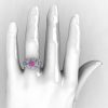 14K White Gold Pink Sapphire Diamond Flower Wedding Ring Engagement Ring NN107-14KWGDPS-5