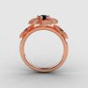 14K Rose Gold Black Diamond Flower Wedding Ring Engagement Ring NN107-14KRGBDD-2