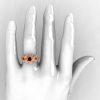 14K Rose Gold Black Diamond Flower Wedding Ring Engagement Ring NN107-14KRGBDD-5