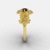 18K Yellow Gold Black Diamond Flower Wedding Ring Engagement Ring NN107-18KYGDBD-3