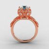 14K Rose Gold Aquamarine Diamond Flower Wedding Ring Engagement Ring NN109S-14KRGDAQ-3