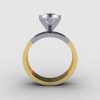 Modern 18K Two Tone Gold 1.0 CT White Sapphire Solitaire Engagement Ring Wedding Band Bridal Set R186S-18KTT1WYGWS-2