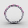 French Bridal 14K White Gold Pink Sapphire Wedding Band R185B-14KWGPS-2