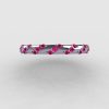 French Bridal 14K White Gold Pink Sapphire Wedding Band R185B-14KWGPS-4