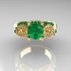 Classic 14K Yellow Gold Emerald Diamond Solitaire Ring Single Flush Band Bridal Set R188S-14KYGDEM-4