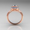 Modern Antique 14K Rose Gold Aquamarine Diamond Wedding Ring Engagement Ring R191-14KRGDAQQ-2