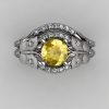 Nature Inspired 10K White Gold 1.0 CT Yellow Sapphire Diamond Butterfly and Vine Engagement Ring Wedding Band Set NN117SS-10KWGDYS-2