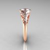 Classic 14K Rose Gold Oval White Sapphire Diamond Wedding Ring Engagement Ring R194-14KRGDNWS-3