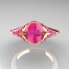 Classic 14K Rose Gold Oval Pink Sapphire Wedding Ring Engagement Ring R194-14KRGNPS-2