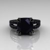 Modern Vintage 14K Black Gold 3.0 Carat Black Diamond Solitaire Ring R102-14KBGBDD-4