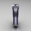 Modern 14K White Gold 3.0 Russian Cubic Zirconia Blue Sapphire Bridal Ring R196-14KWGBSRCZ-3