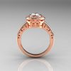 Classic Italian 14K Rose Gold Oval White Sapphire Diamond Engagement Ring R195-14KRGDNWS-2