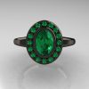 Classic Italian 14K Black Gold Oval Emerald Engagement Ring R195-14KBGEM-4