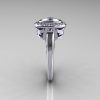 Classic Italian 14K White Gold Oval White Sapphire Diamond Engagement Ring R195-14KWGDNWS-3