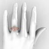 Classic Italian 14K Rose Gold Oval White Sapphire Diamond Engagement Ring R195-14KRGDNWS-5