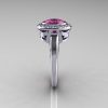 Classic Italian 14K White Gold Oval Pink and White Sapphire Diamond Engagement Ring R195-14KWGWPS-3