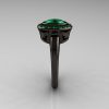 Classic Italian 14K Black Gold Oval Emerald Engagement Ring R195-14KBGEM-3