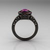 Classic Italian 14K Black Gold Oval Pink Sapphire Engagement Ring R195-14KBGNPS-2