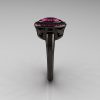 Classic Italian 14K Black Gold Oval Pink Sapphire Engagement Ring R195-14KBGNPS-3