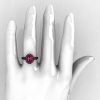 Classic Italian 14K Black Gold Oval Pink Sapphire Engagement Ring R195-14KBGNPS-5