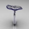 14K White Gold Blue Sapphire Water Lily Leaf Wedding Ring Engagement Ring NN121-10KWGSBS-3