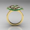 10K Yellow Gold Emerald Water Lily Leaf Wedding Ring Engagement Ring NN121-10KYGEM-2