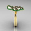 10K Yellow Gold Emerald Water Lily Leaf Wedding Ring Engagement Ring NN121-10KYGEM-3