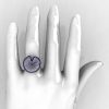 14K White Gold Blue Sapphire Water Lily Leaf Wedding Ring Engagement Ring NN121-10KWGSBS-5