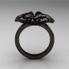 18K Black Gold Diamond Water Lily Leaf Wedding Ring Engagement Ring NN121-18KBGD-2