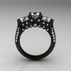 14K Black Gold Three Stone Diamond Cubic Zirconia Solitaire Ring R200-14KBGDCZ-2