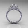 Classic French 14K White Gold 1.0 Carat Cubic Zirconia Diamond Lace Ring R175-14WGDCZ-2