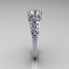 Classic French 14K White Gold 1.0 Carat Cubic Zirconia Diamond Lace Ring R175-14WGDCZ-3