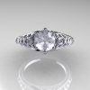 Classic French 14K White Gold 1.0 Carat Cubic Zirconia Diamond Lace Ring R175-14WGDCZ-4