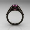 Classic 14K Black Gold 1.0 Carat Pink Sapphire Lace Ring R175-14KBGPS-2