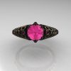 Classic 14K Black Gold 1.0 Carat Pink Sapphire Lace Ring R175-14KBGPS-3