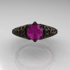 Classic 14K Black Gold 1.0 Carat Amethyst Lace Ring R175-14KBGAM-2