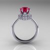 14K White Gold Diamond 1.0 Carat Ruby Tulip Solitaire Engagement Ring NN119-14KWGDR-2