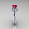 14K White Gold Diamond 1.0 Carat Ruby Tulip Solitaire Engagement Ring NN119-14KWGDR-3