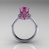 10K White Gold 1.0 Carat Pink Sapphire Tulip Solitaire Engagement Ring NN119-10KWGPS-2