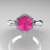 10K White Gold 1.0 Carat Pink Sapphire Tulip Solitaire Engagement Ring NN119-10KWGPS-4