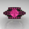 Modern Edwardian 14K Black Gold 1.0 Carat Pink Sapphire Ring R202-14KBGPS-4
