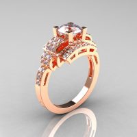 Modern Edwardian 14K Rose Gold 1.0 Carat CZ Diamond Ring R202-14KRGDCZ-1