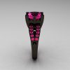 French Vintage 14K Black Gold 3.8 Carat Princess Pink Sapphire Solitaire Ring R222-BGPS-3
