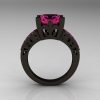 French Vintage 14K Black Gold 3.8 Carat Princess Pink Sapphire Solitaire Ring R222-BGPS-2