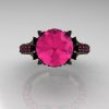 Classic French 14K Black Gold 3.0 Carat Pink Sapphire Solitaire Wedding Ring R401-14KBGPS-4