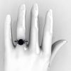 Classic French 10K White Gold 3.0 Carat Black Diamond Solitaire Wedding Ring R401-10KWGBD-5