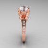 Classic French 14K Rose Gold 3.0 Carat Simulation Diamond CZ Solitaire Wedding Ring R401-14KRGSDCZ-3