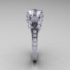 Classic French 950 Platinum Gold 3.0 Carat Simulation and Natural Diamond Solitaire Wedding Ring R401-PLATDSD-3