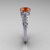 Classic French 14K White Gold 1.0 Carat Orange Sapphire Diamond Lace Ring R175-14WGDOS-3