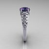 Classic French 18K White Gold 1.0 Carat Alexandrite Diamond Lace Ring R175-18WGDAL-3